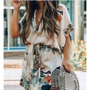 Floral Print laced up Dress